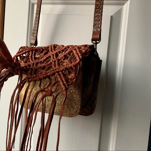 Anthropologie fringe leather braided crossbody bag - Picture 15 of 16